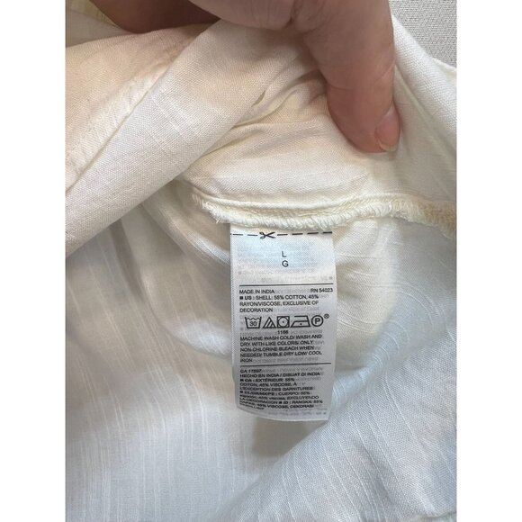 Old Navy Women's Rayon Relaxed Square-Neck Top Long Sleeve Stretch Size L White - Picture 5 of 12